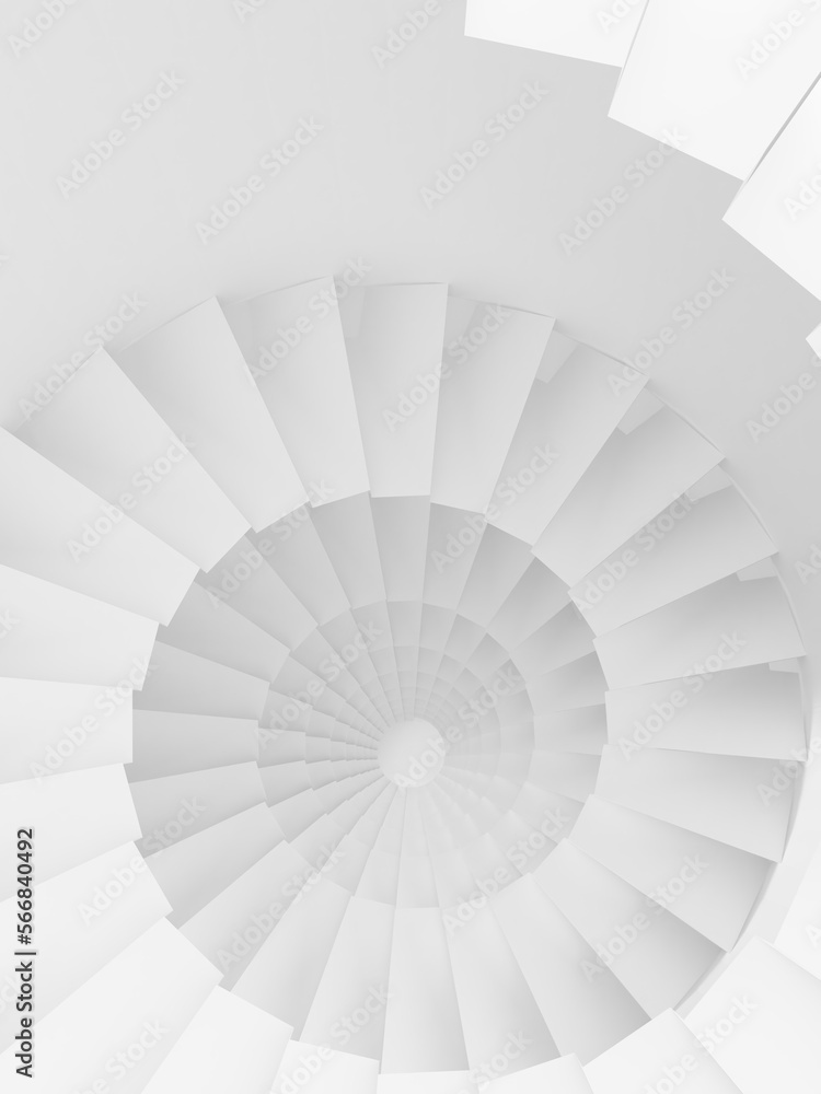 Fototapeta premium シンプルな白い螺旋階段 3Dイラストレーション