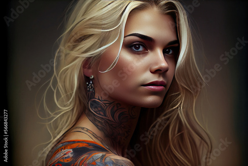 portrait of a blone tattoo woman © StockMedia