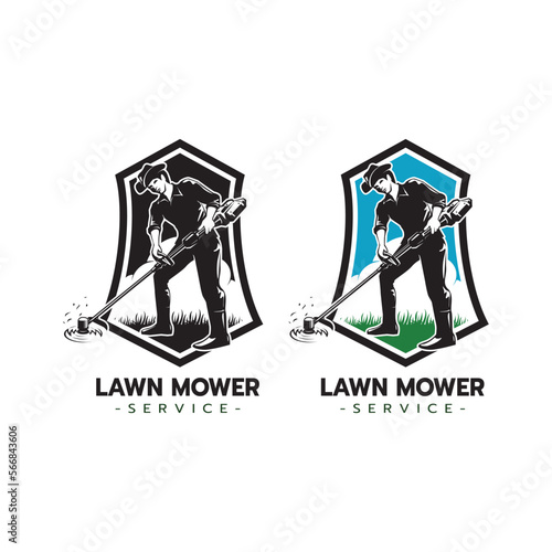 Lawn mower service logo icon isolated