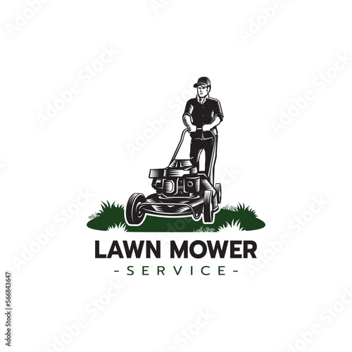 Lawn mower service logo icon isolated
