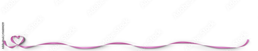 Fototapeta premium 3D illustration of pink ribbon border with heart loop