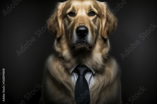 Portrait of a Golden Retriever dressed in a formal business suit © 3DArt
