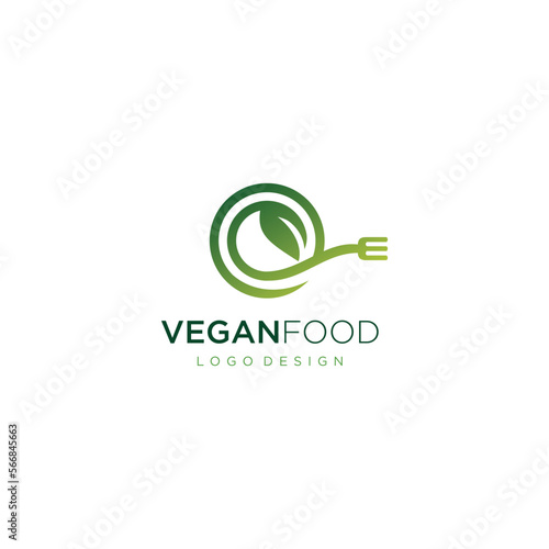 Vegan food restaurant logo vector template art