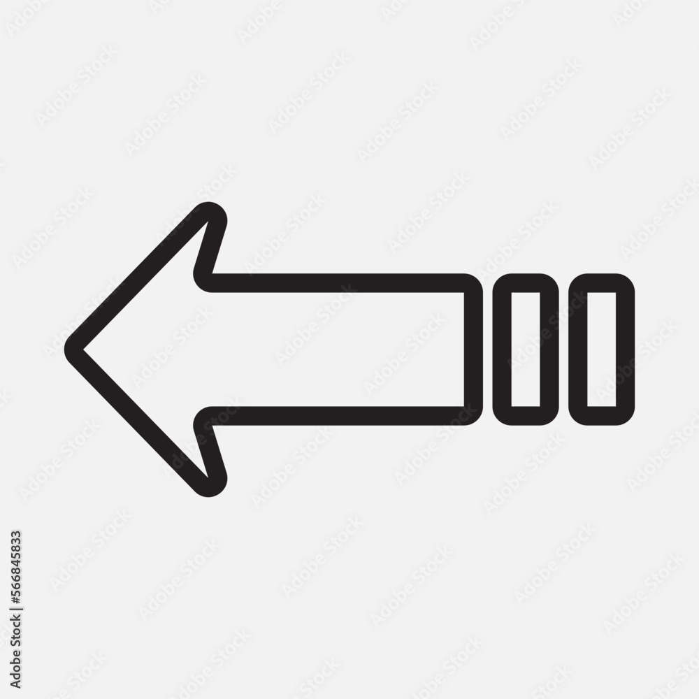 Left arrow icon vector illustration in line style, use for website mobile app presentation Left arrow icon vector illustration in line style, use for website mobile app presentation