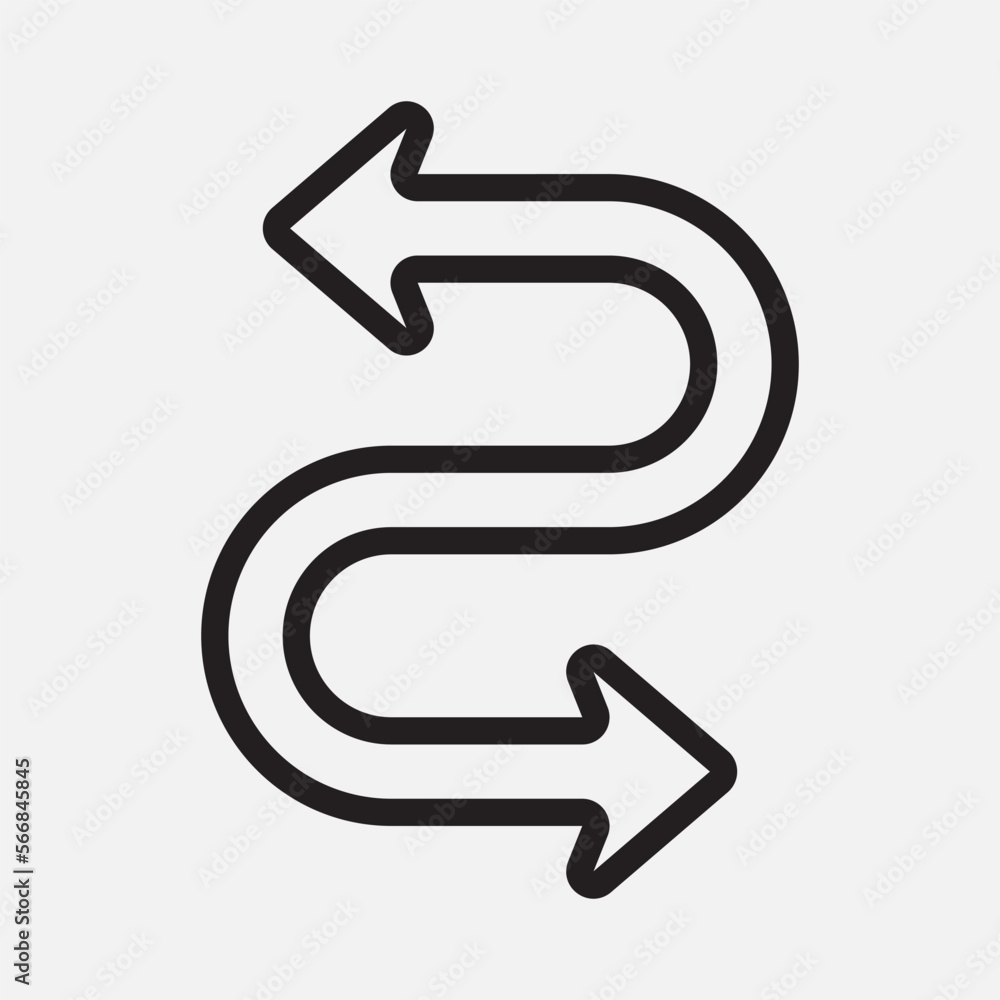 Curve arrow icon vector illustration in line style, use for website mobile app presentation Curve arrow icon vector illustration in line style, use for website mobile app presentation