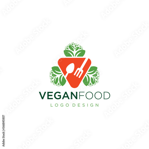 Vegan food restaurant logo vector template art