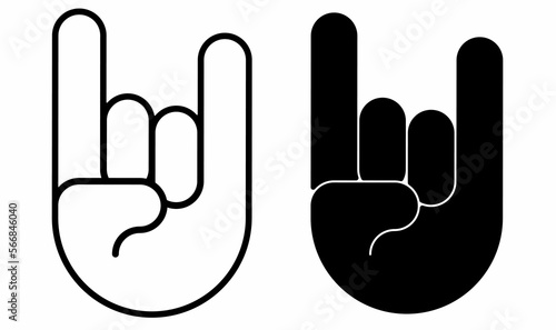rock and roll hand gesture icon set isolated on white background