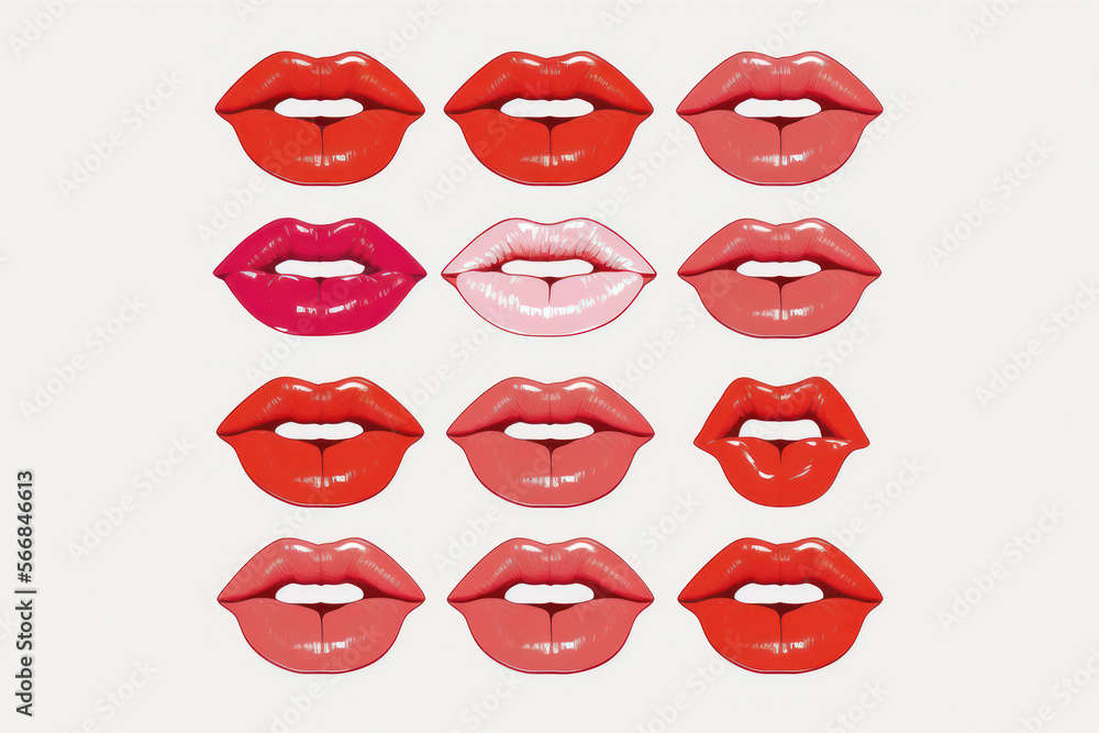 Pout Perfection: An Illustration Set of Lips. Generative AI Pout Perfection: An Illustration Set of Lips. Generative AI