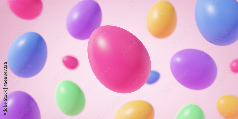 Falling easter egg 3d render background