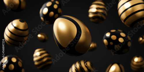 Canvas Print Falling easter egg 3d render background
