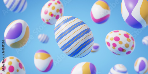 Falling easter egg 3d render background