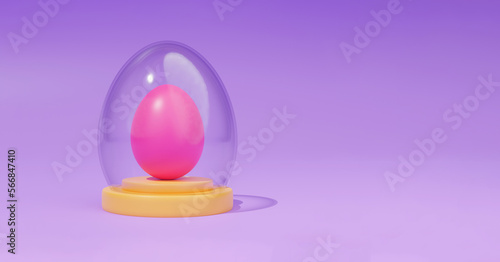 glass easter egg on podium 3d render