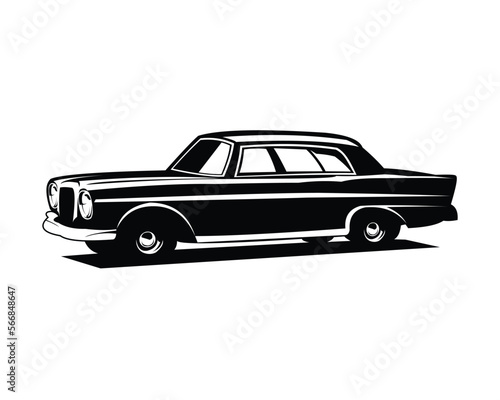 vintage car of 1963. isolated white background elegantly showing from side. Best for badge  emblem  icon  sticker design  vintage car industry.