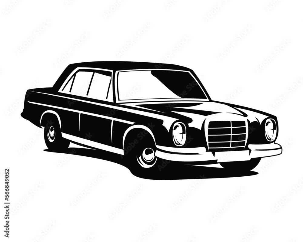 black luxury vintage car vector graphic illustration on white background.