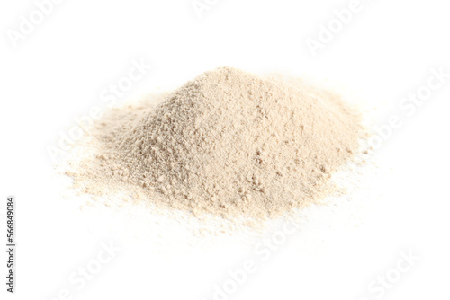 Pile of buckwheat flour isolated on white