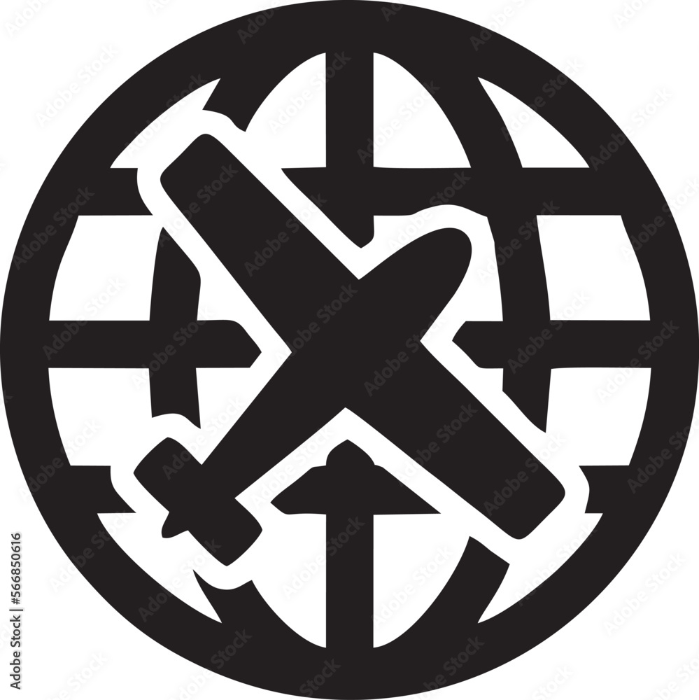 Fototapeta premium airplane icon symbol in a black image, flight illustration vector image