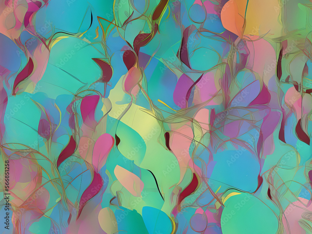 Abstract Lines Petal happed Pastel Background, Generative AI Illustration