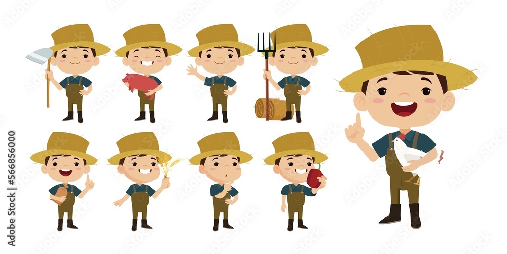 Farmer and gardener with different poses Farmer and gardener with different poses