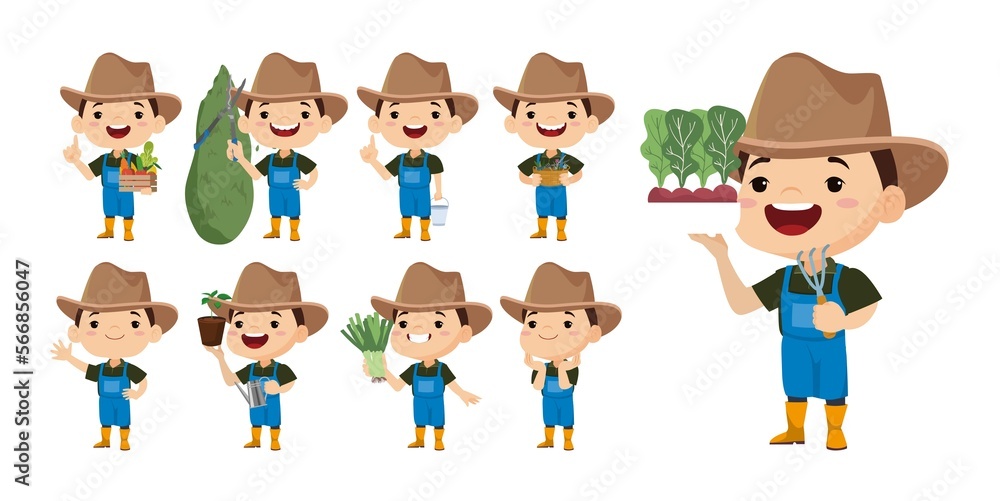 Farmer and gardener with different poses Farmer and gardener with different poses