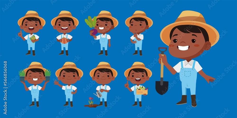Farmer and gardener with different poses Farmer and gardener with different poses