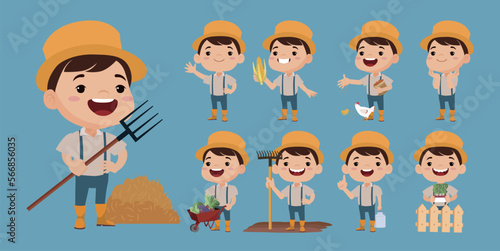 Farmer and gardener with different poses