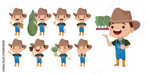 Farmer and gardener with different poses