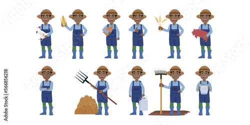 Farmer and gardener with different poses