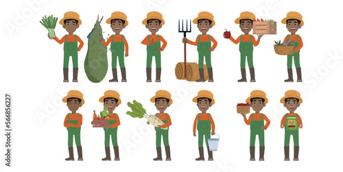 Farmer and gardener with different poses
