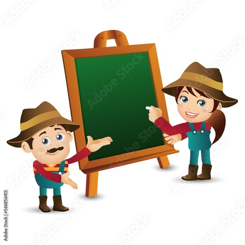 Farmer and gardener with different poses