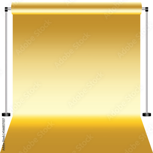 Yellow Canvas studio. Yellow Studio curtain. Background for photography. Vector illustration.