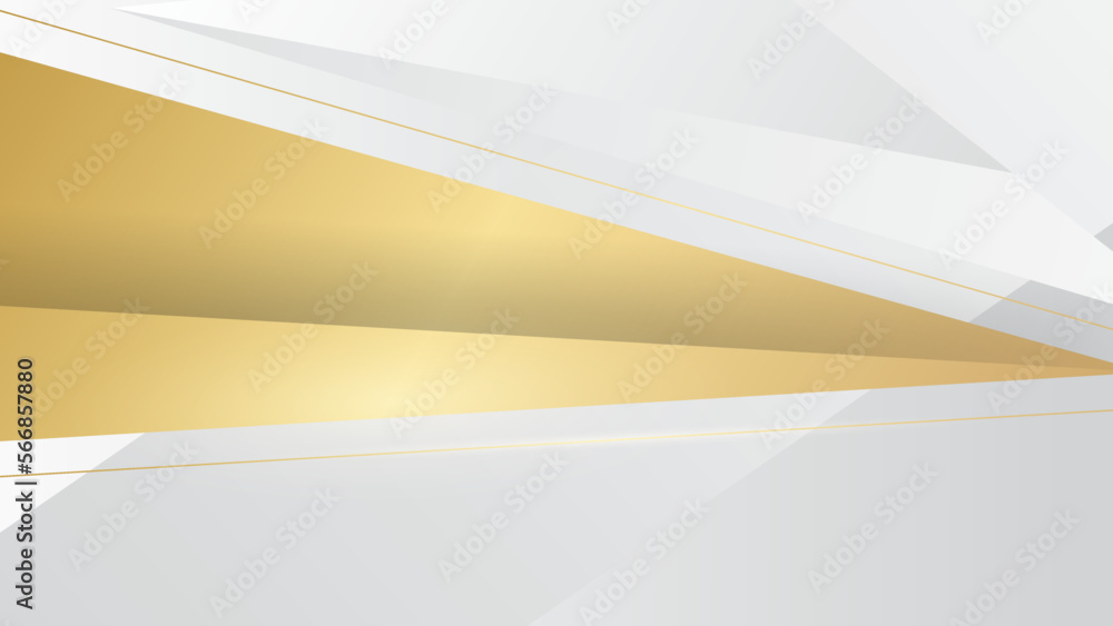 Light grey premium vector illustration. Abstract modern futuristic 3D gold curve and gold lines with light effect. Curved lines background