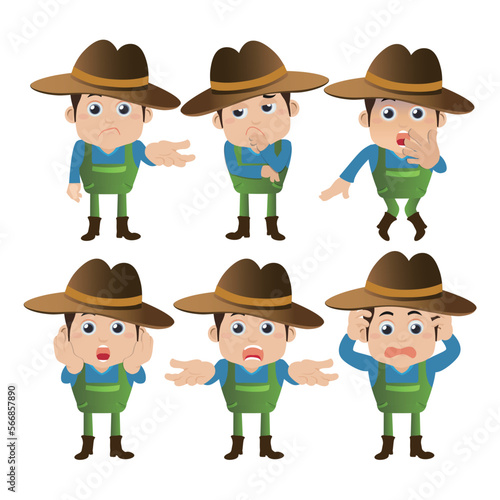 Farmer characters in different poses