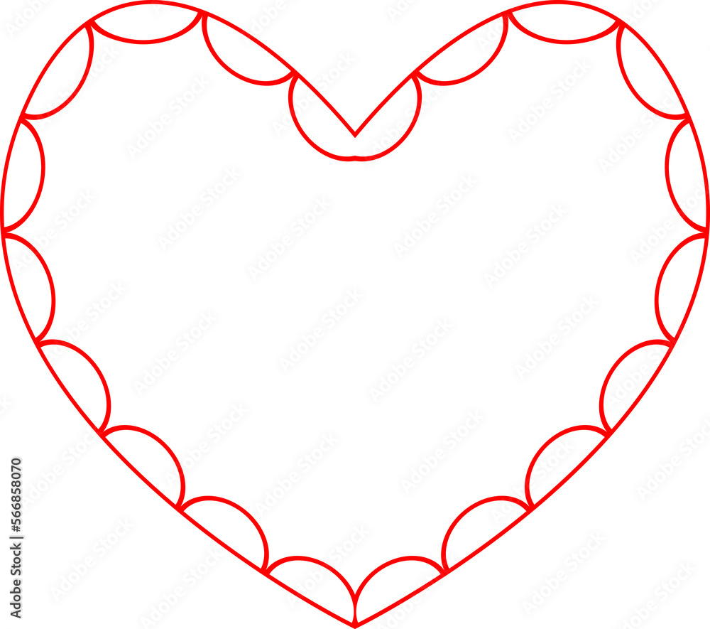 Red contour heart as romantic love symbol