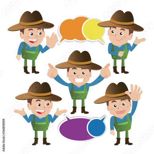 Farmer characters in different poses