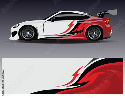 Car wrap design vector. Graphic abstract stripe racing background kit designs for wrap vehicle  race car  rally  adventure and livery