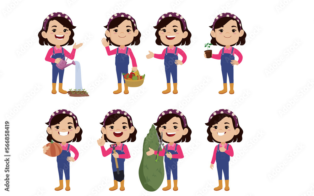 Farmer and gardener with different poses Farmer and gardener with different poses