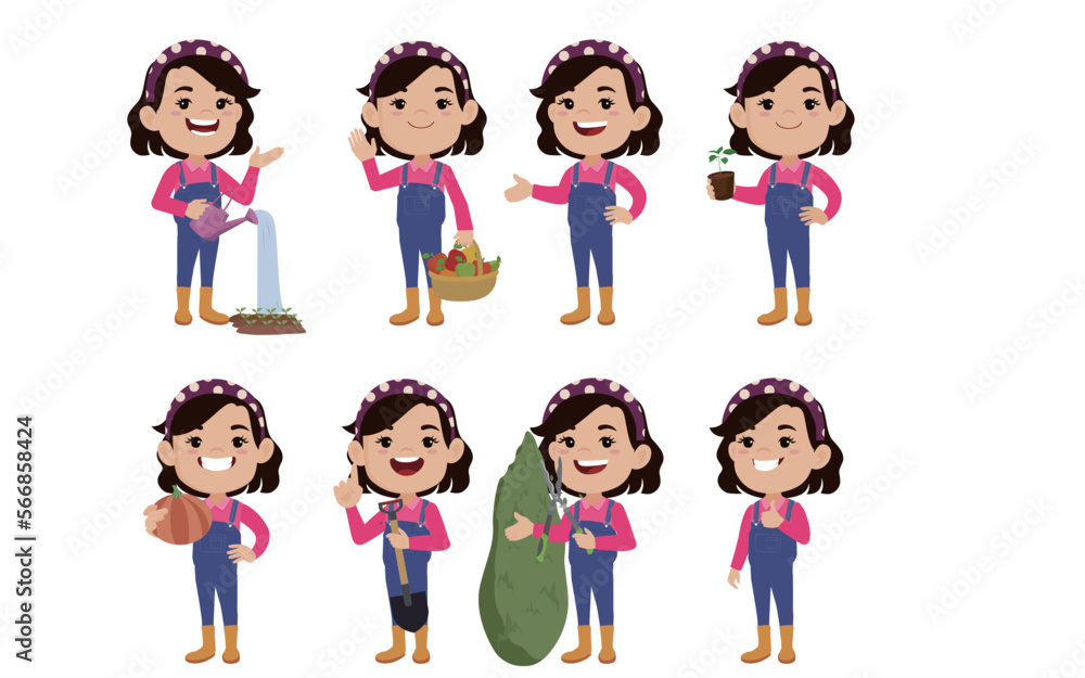 Farmer and gardener with different poses Farmer and gardener with different poses