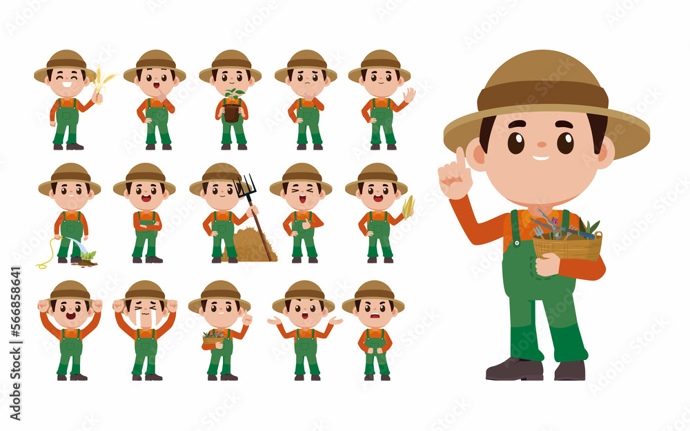 Farmer and gardener with different poses Farmer and gardener with different poses