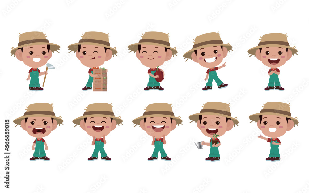 Farmer and gardener with different poses Farmer and gardener with different poses