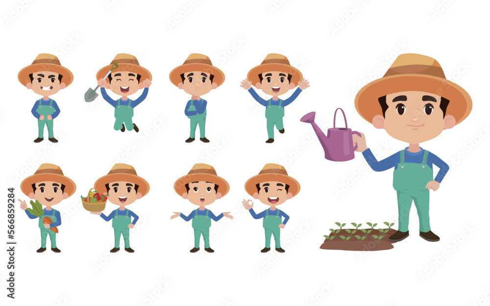 Farmer and gardener with different poses Farmer and gardener with different poses