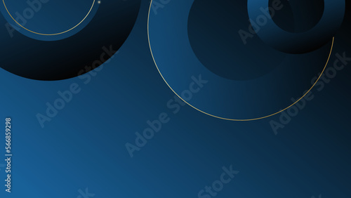 Minimal geometric background. Blue elements with gradient. Cool background design for posters. Modern background dark blue circle shape and golden ring with golden glitter.