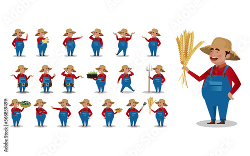 Farmer and gardener with different poses