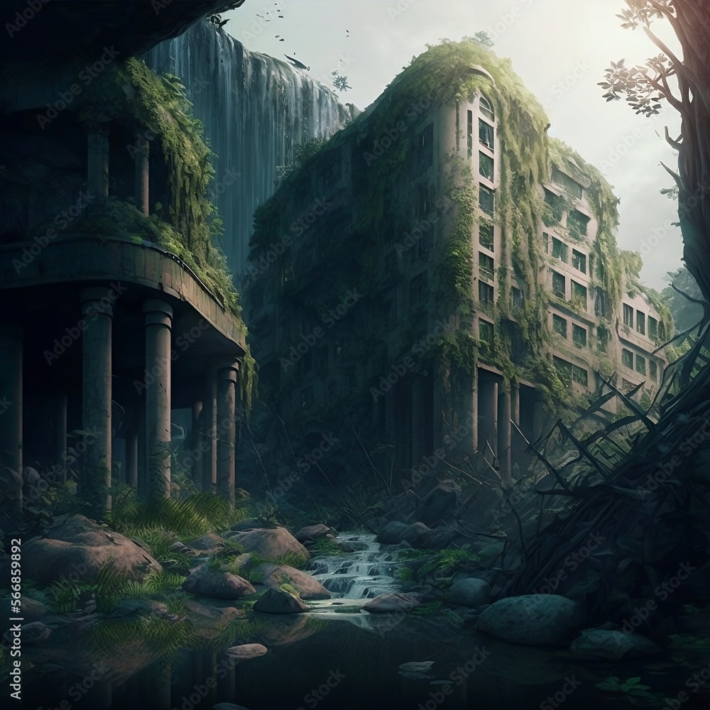 City ruins reclaimed by nature