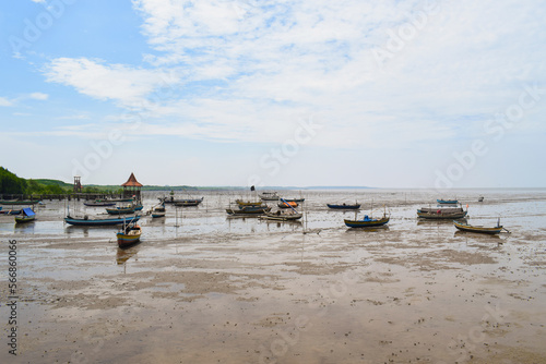 Wallpaper Mural Fishing boat on the beach with blue sky background in Indonesia Torontodigital.ca