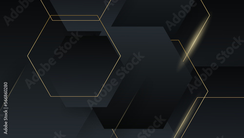 Abstract gold and black hexagon texture with simple design modern futuristic background vector illustration.