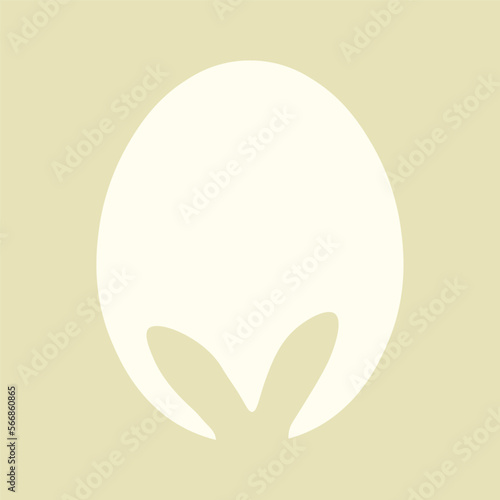 Silhouette of bunny ears and Easter egg on color background