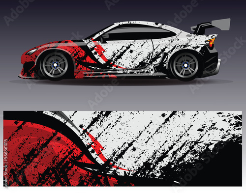 Car wrap design vector. Graphic abstract stripe racing background kit designs for wrap vehicle  race car  rally  adventure and livery