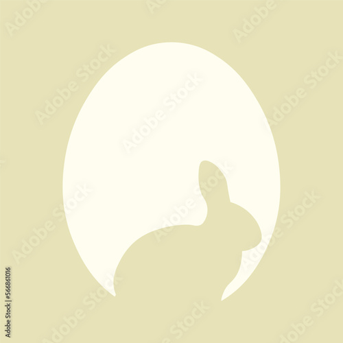 Silhouette of bunny and Easter egg on color background