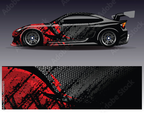 Car wrap design vector. Graphic abstract stripe racing background kit designs for wrap vehicle  race car  rally  adventure and livery