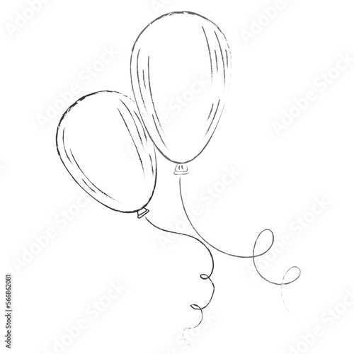 Drawn air balloons on white background
